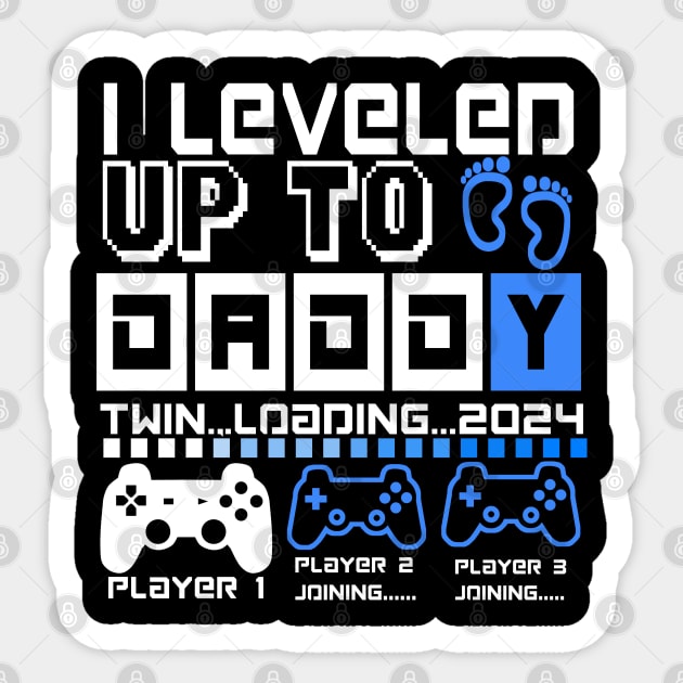 I Leveled Up To Daddy. Twin Loading 2024. Soon To Be Dad. Twin baby boys Sticker by ShopiLike